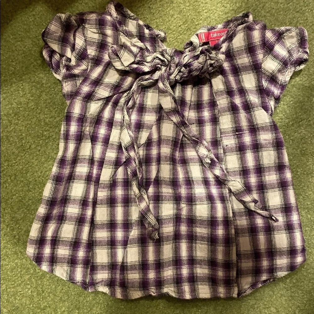 Girls Purple Plaid Top-size 4